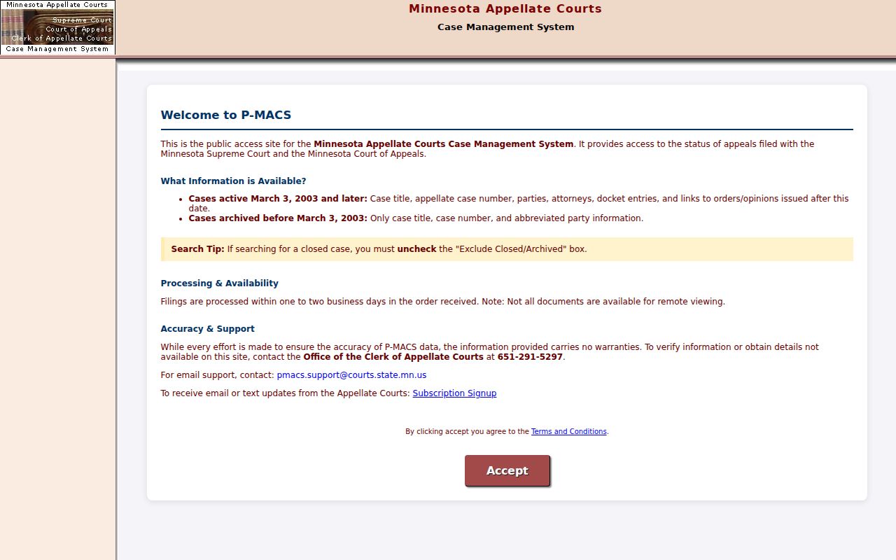 Otter Tail County case search Minnesota appellate public case search reference