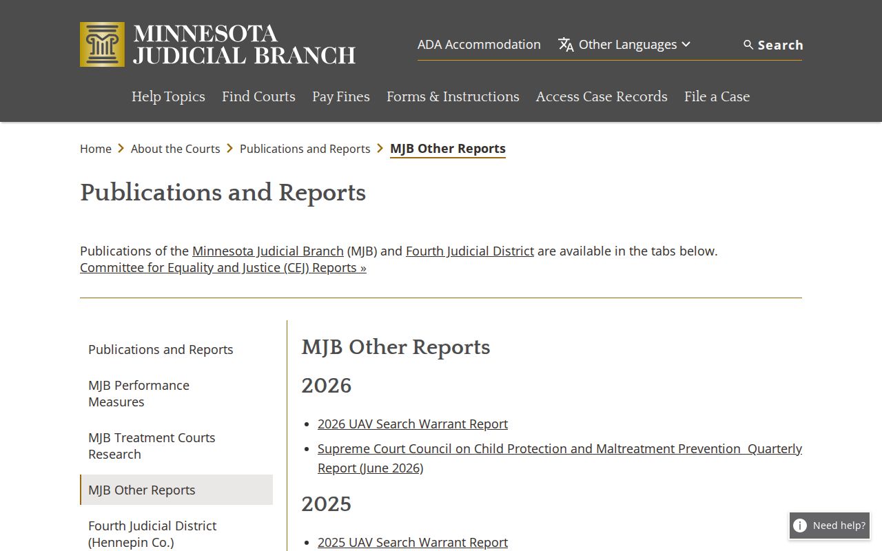 Otter Tail County civil docket Minnesota Judicial Branch publications and reports information