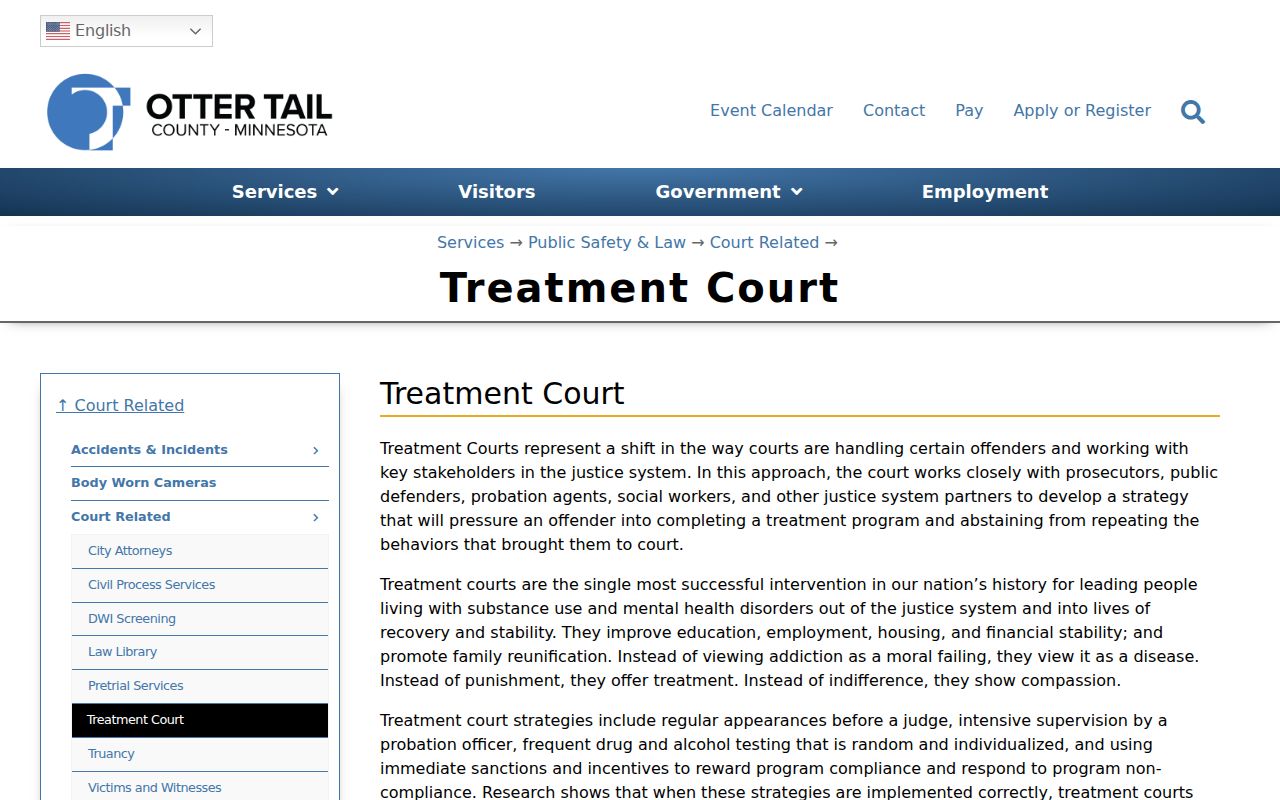 Otter Tail County criminal docket treatment court program information