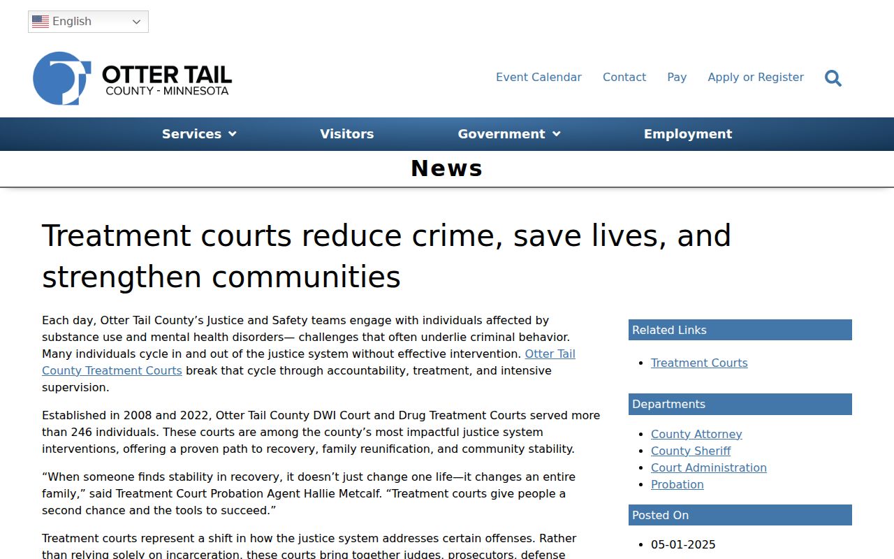 Otter Tail County criminal docket treatment court news information