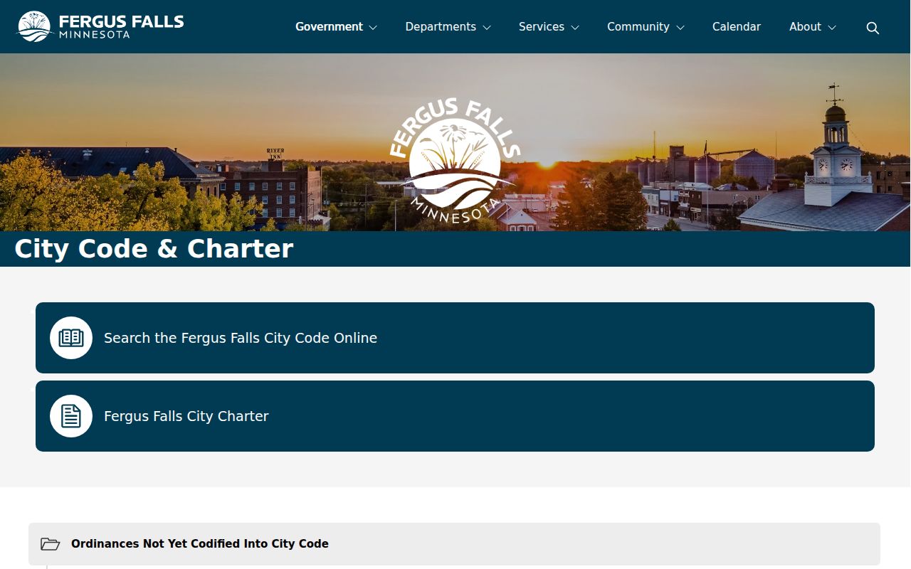 Fergus Falls court docket context and official city code source