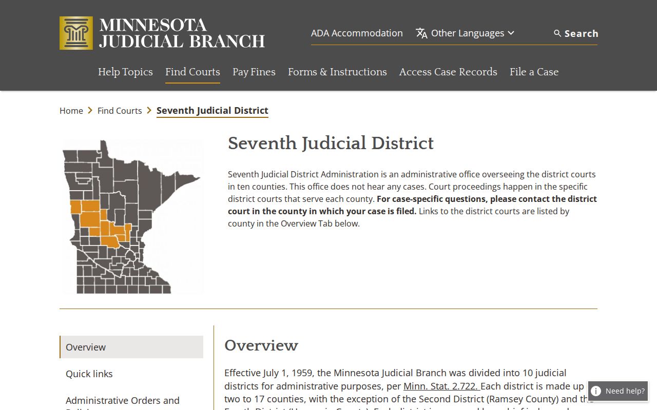 Otter Tail County court docket Seventh Judicial District information