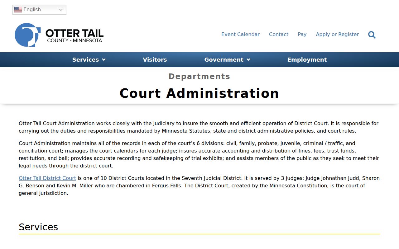 Otter Tail County court docket Court Administration information