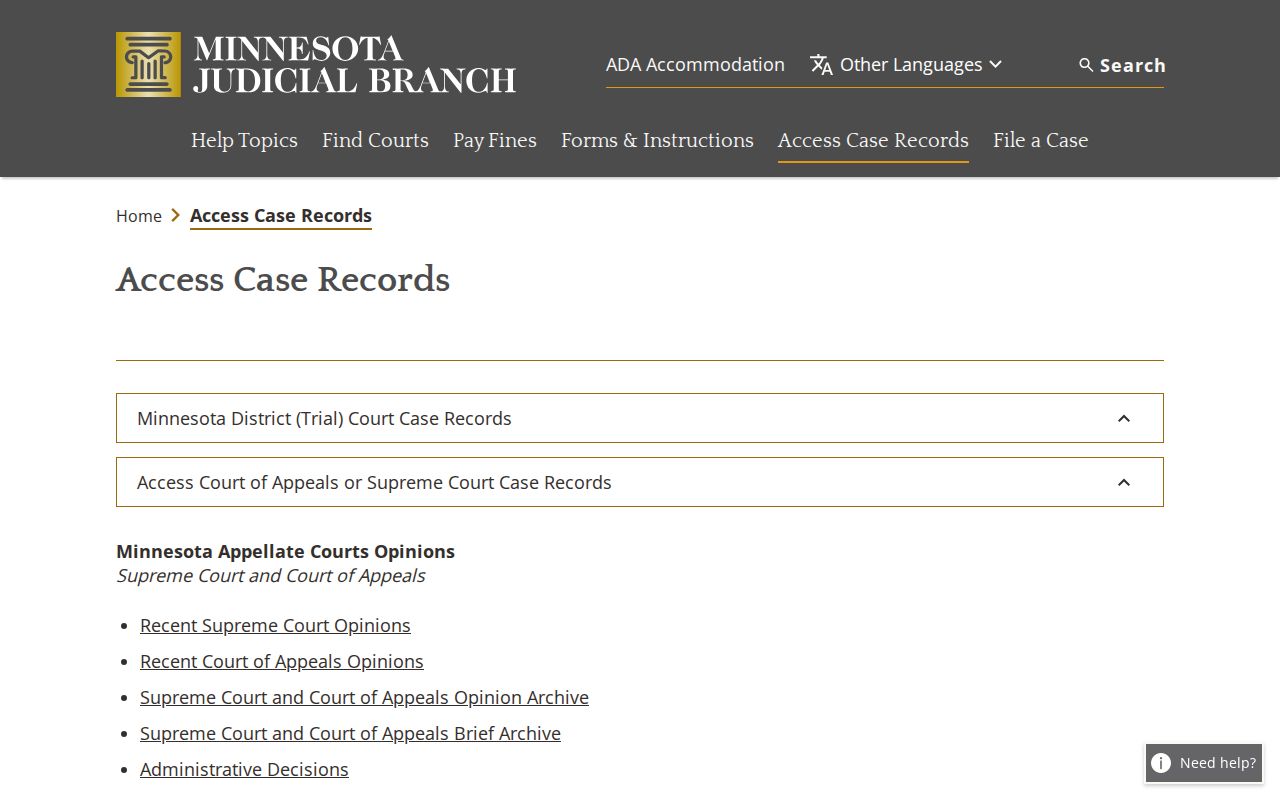 Otter Tail County court docket public access information