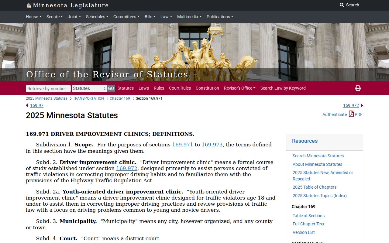 Minnesota traffic citation statute page used for statewide citation procedure context